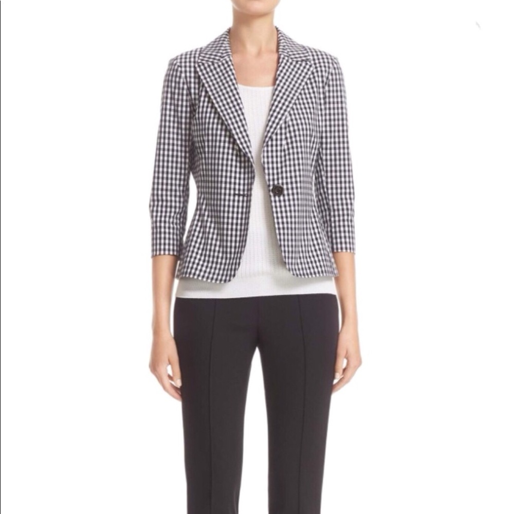 NWT St John Collection Macro Gingham Blazer Jacket